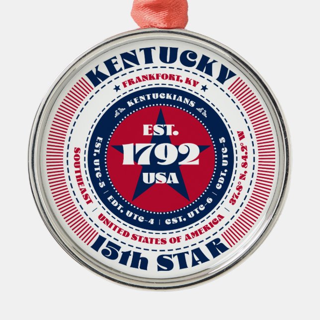Kentucky 15th State Christmas Ornament (Front)
