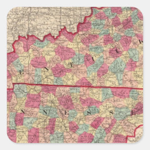 Kentucky and Tennessee 2 Square Sticker