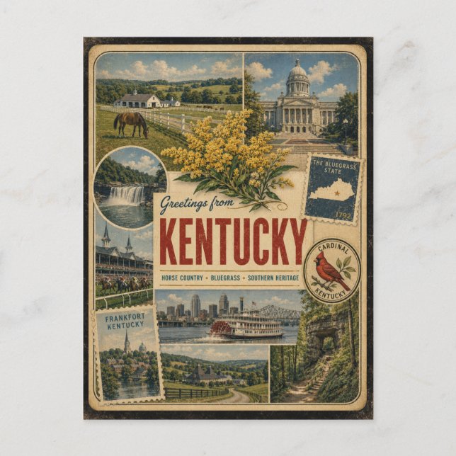 Kentucky Authentic Vintage Style Postcard (Front)