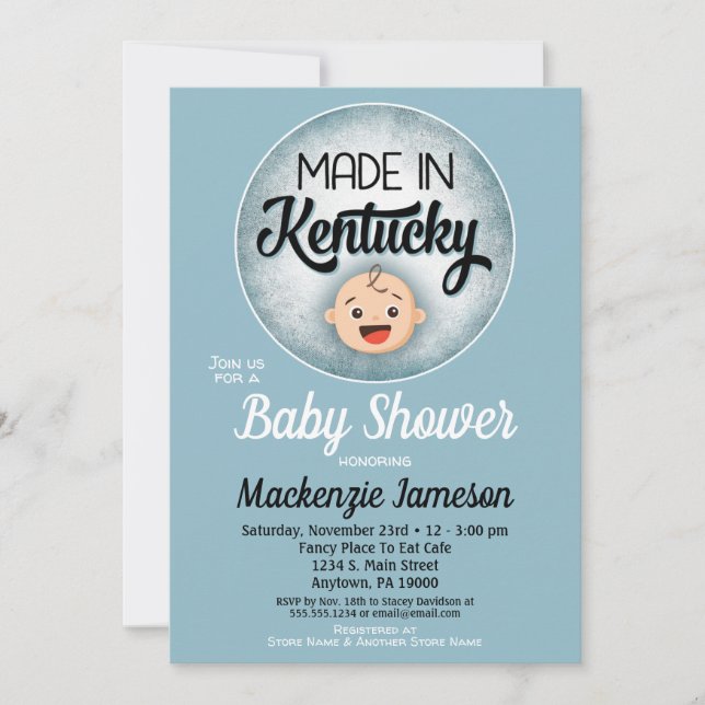 Kentucky Baby Shower Funny Blue Boys Invitation (Front)