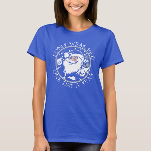 Kentucky Blue Santa Ladies T_shirt
