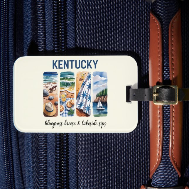 Kentucky – Bluegrass Breeze & Lakeside Sips Luggage Tag (Front Insitu 4)