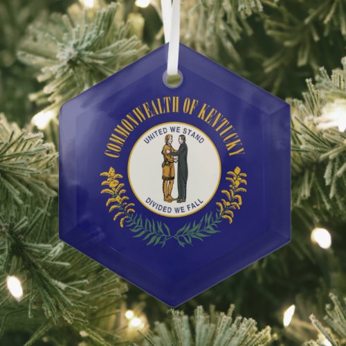 Kentucky Bluegrass Commonwealth State Flag Glass Ornament