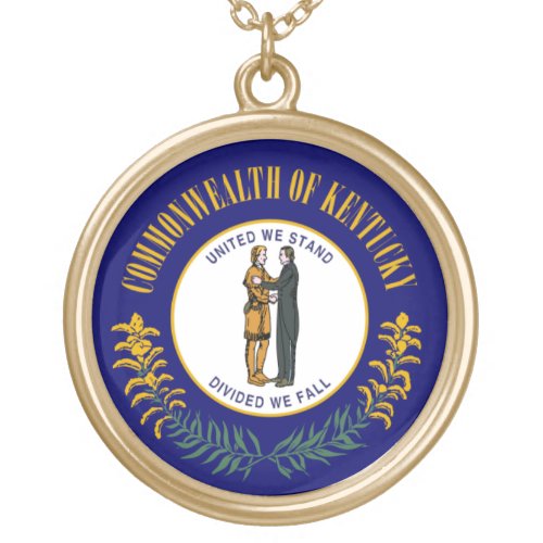 Kentucky Bluegrass Commonwealth State Flag Gold Plated Necklace