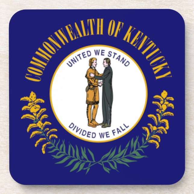 Kentucky: Bluegrass Commonwealth US State Flag Beverage Coaster (Front)