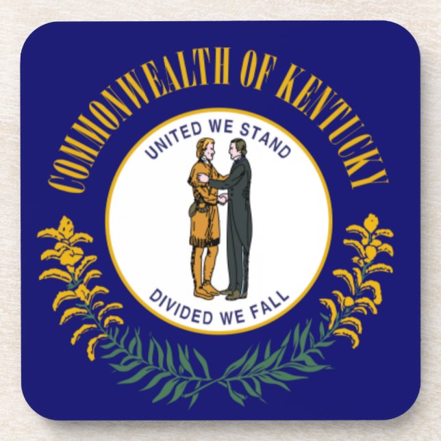 Kentucky: Bluegrass Commonwealth US State Flag Beverage Coaster (Front)