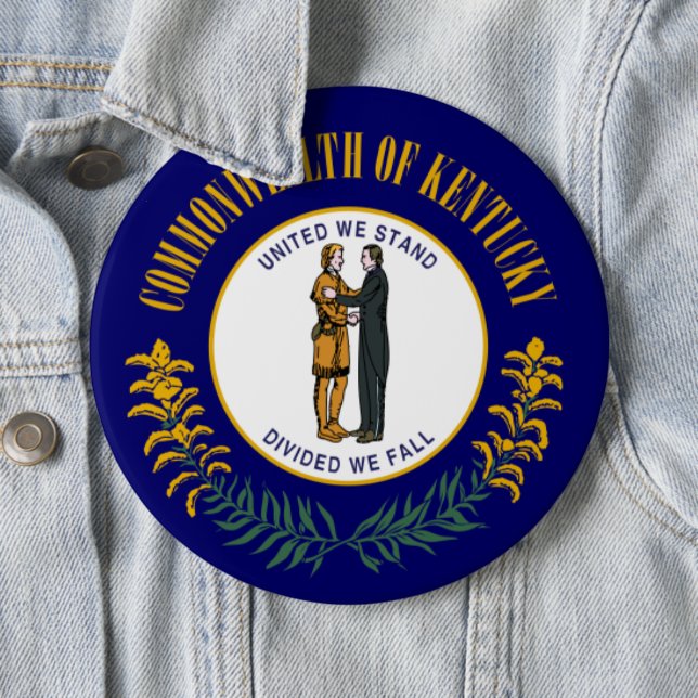 Kentucky: Bluegrass Commonwealth US State Flag Button (In Situ)