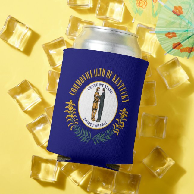 Kentucky: Bluegrass Commonwealth US State Flag Can Cooler (In Situ Summer)