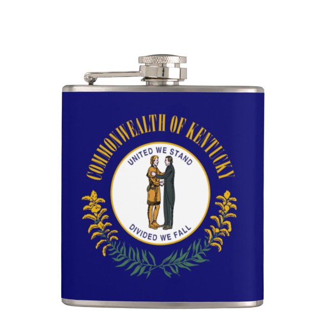 Kentucky: Bluegrass Commonwealth US State Flag Flask (Front)