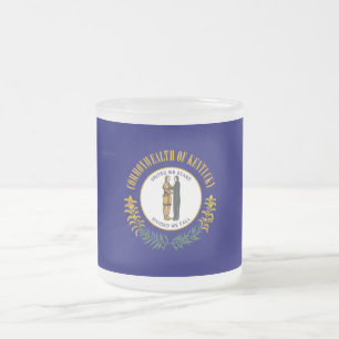 Kentucky: Bluegrass Commonwealth US State Flag Frosted Glass Coffee Mug