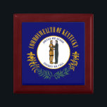 Kentucky: Bluegrass Commonwealth US State Flag Gift Box<br><div class="desc">The Kentucky state flag, adopted in 1918, is a simple yet powerful symbol of the state's history and values. It features a field of deep blue, a color often associated with loyalty, wisdom, and perseverance. At the center of the flag is the state seal, which depicts two figures representing the...</div>