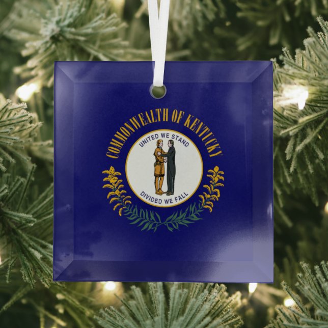 Kentucky: Bluegrass Commonwealth US State Flag Glass Ornament (Insitu)