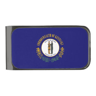 Kentucky: Bluegrass Commonwealth US State Flag Gunmetal Finish Money Clip