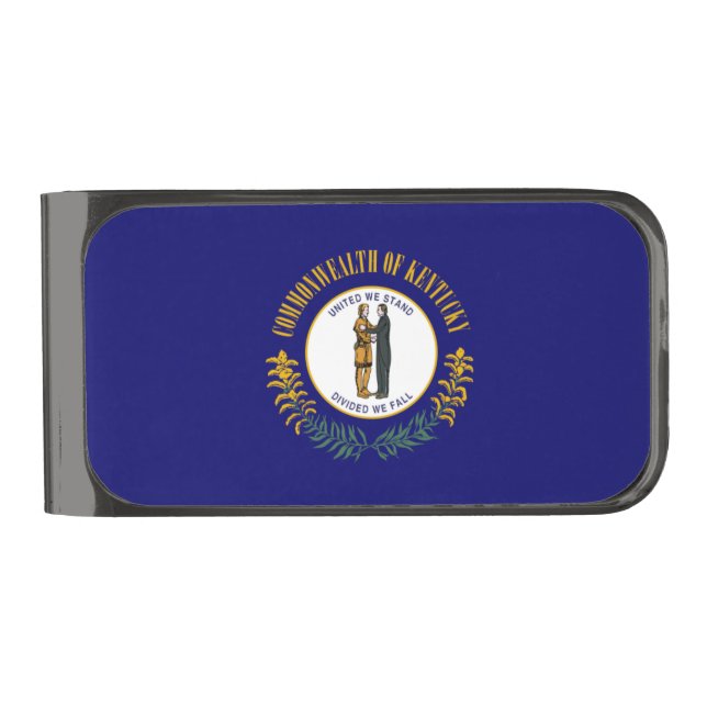 Kentucky: Bluegrass Commonwealth US State Flag Gunmetal Finish Money Clip (Front)