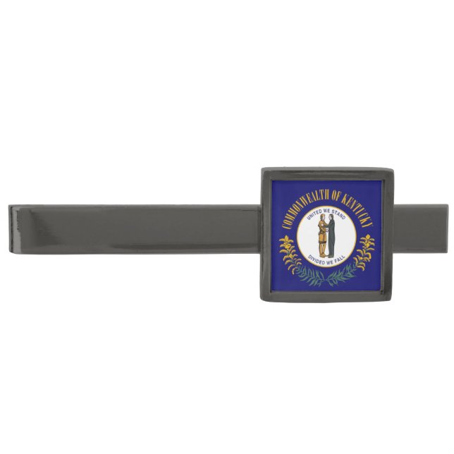 Kentucky: Bluegrass Commonwealth US State Flag Gunmetal Finish Tie Bar (Front)