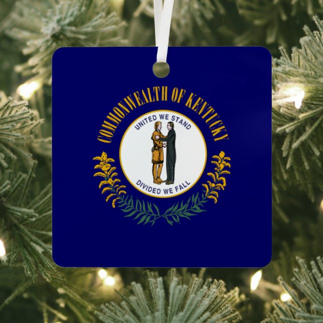Kentucky: Bluegrass Commonwealth US State Flag Metal Ornament (Insitu)