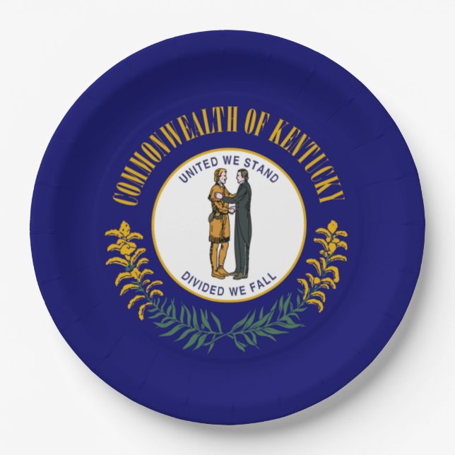 Kentucky: Bluegrass Commonwealth US State Flag Paper Plates (Front)