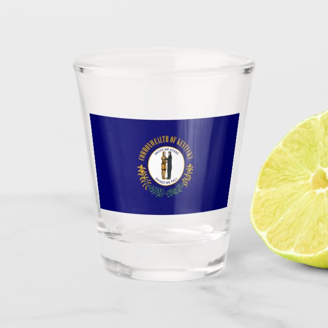 Kentucky: Bluegrass Commonwealth US State Flag Shot Glass (Front)