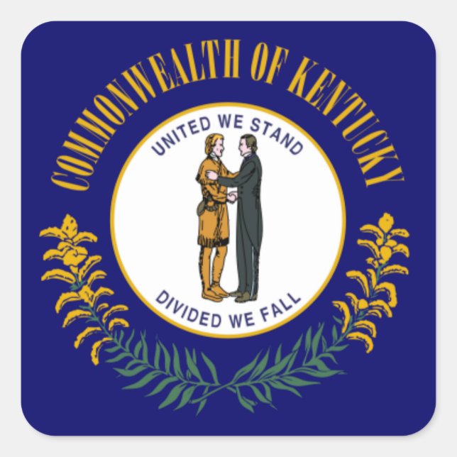 Kentucky: Bluegrass Commonwealth US State Flag Square Sticker (Front)