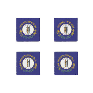 Kentucky: Bluegrass Commonwealth US State Flag Stone Magnet