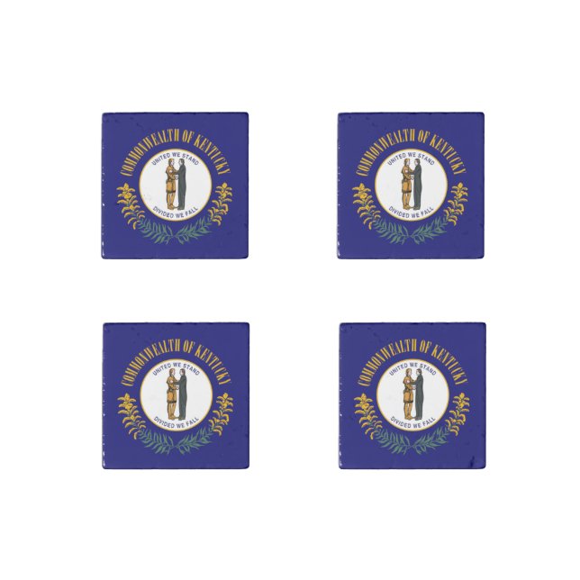Kentucky: Bluegrass Commonwealth US State Flag Stone Magnet (Front)