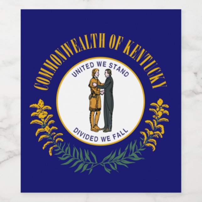 Kentucky: Bluegrass Commonwealth US State Flag Wine Label (Single Label)