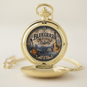 Kentucky Bluegrass Festival Music Farmhouse Decor Pocket Watch