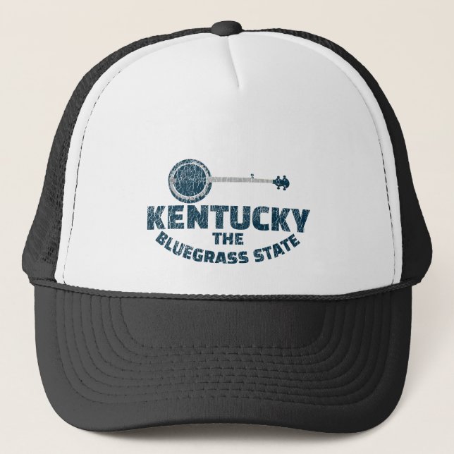 Kentucky Bluegrass State Banjo Trucker Hat (Front)