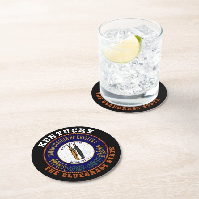 KENTUCKY BLUEGRASS STATE FLAG ROUND PAPER COASTER (Insitu)