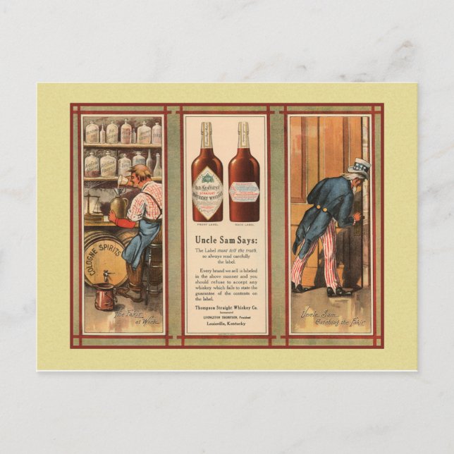 Kentucky Bourbon Uncle Sam Prohibition Postcard (Front)