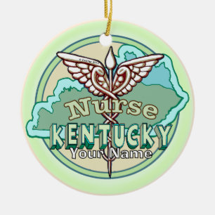 Kentucky Caduceus Nurse Ceramic Ornament