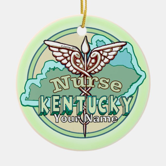 Kentucky Caduceus Nurse Ceramic Ornament (Front)