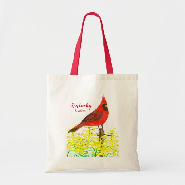 Kentucky Cardinal Bird Goldenrod Flowers Tote Bag (Front)