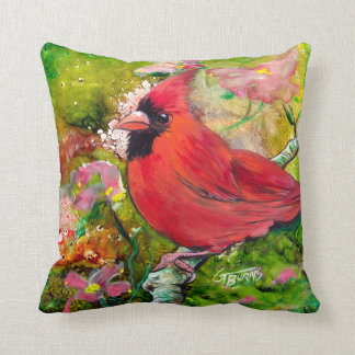 Kentucky Cardinal in the Spring by Design GG Burns Throw Pillow