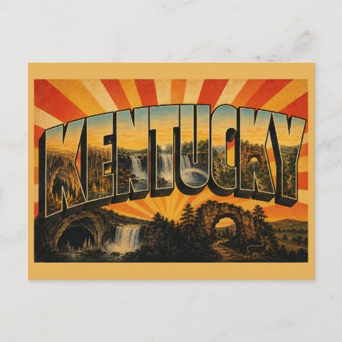 Kentucky Caves Waterfalls Forested Mountains Art Postcard