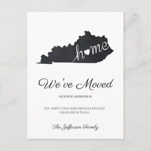 Kentucky Chalkboard State Map Moving Postcard