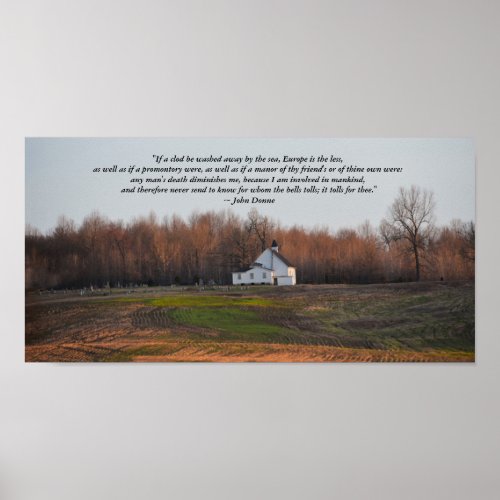 Kentucky Church at Early Morning with Donne Poem Poster