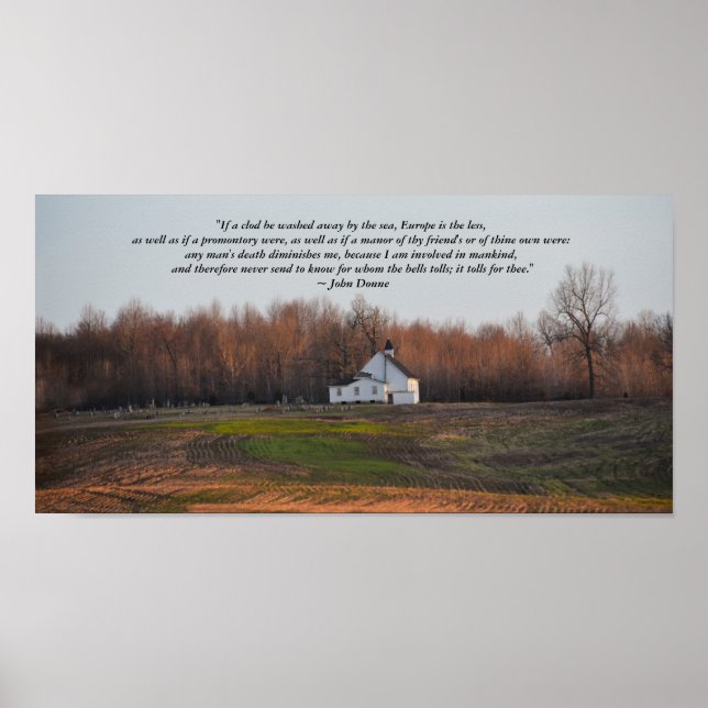 Kentucky Church at Early Morning with Donne Poem Poster (Front)