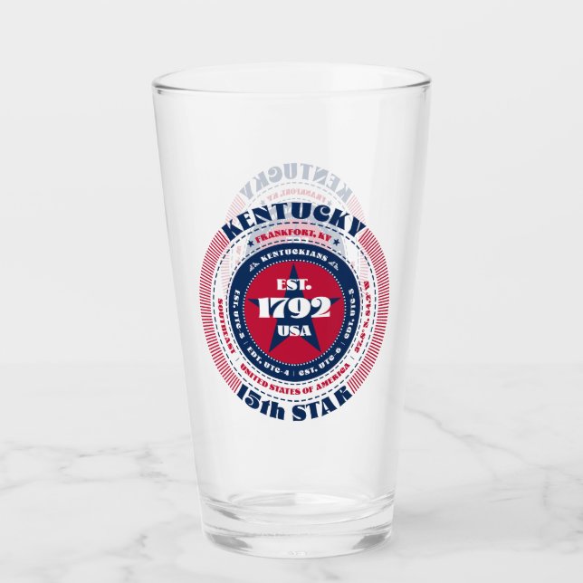 Kentucky Circular Typography Design Glass (Front)