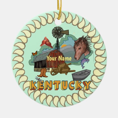 Kentucky custom name ceramic ornament