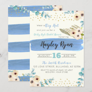 Kentucky Derby Big Hat Eucalyptus Bridal Shower Invitation