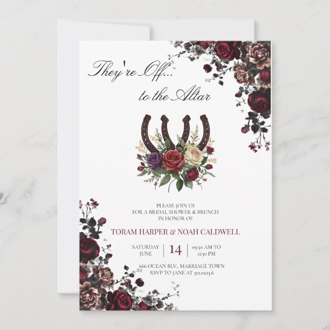 Kentucky Derby Bridal Shower Invitation Floral Hor (Front)