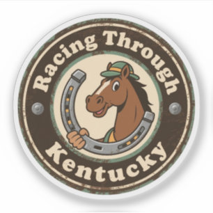 Kentucky Derby Charm_ Horse with Jockey Hat  Sticker