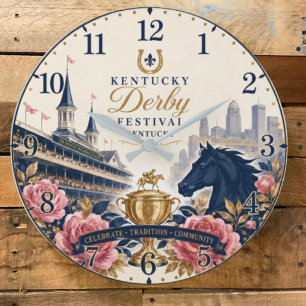 Kentucky Derby Festival Horse Racing Decor Large Clock