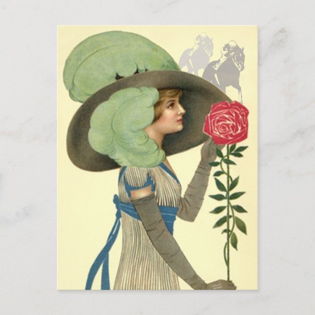 Kentucky Derby Hat & Rose Postcards Horse Racing (Front)