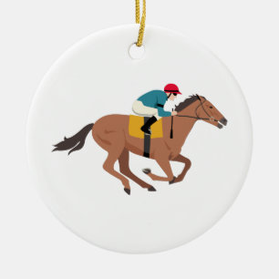 Kentucky Derby Horse Rider Ceramic Ornament