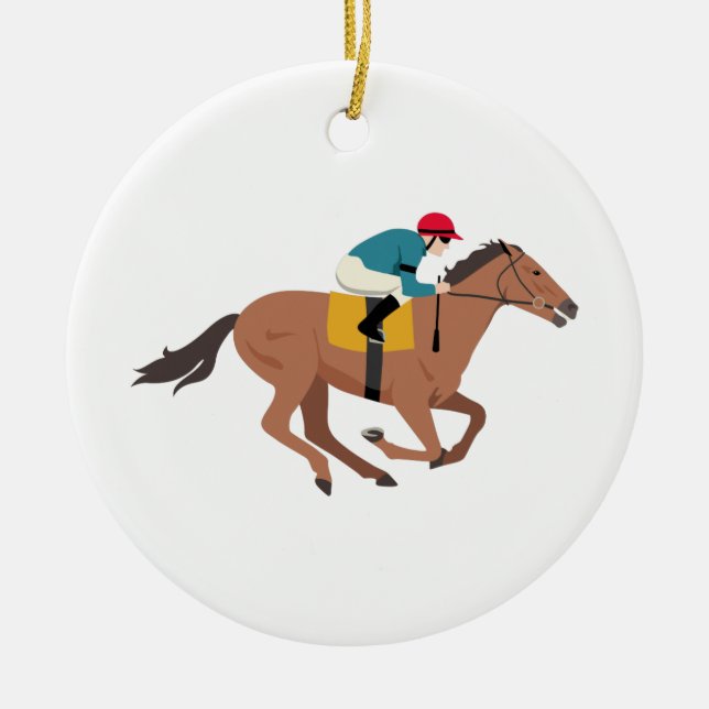 Kentucky Derby Horse Rider Ceramic Ornament (Front)