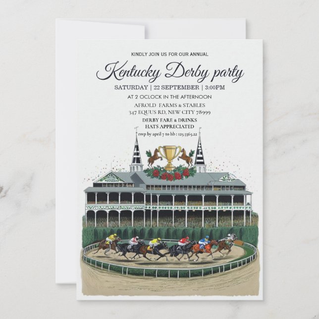 Kentucky Derby Party Invitation Churchill Downs Ho (Front)