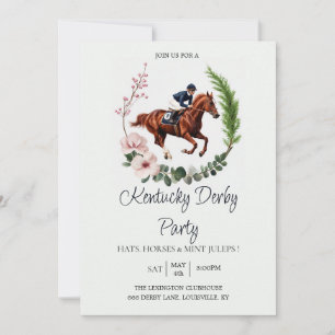 Kentucky Derby Party Invitation Floral Horse Jumpi