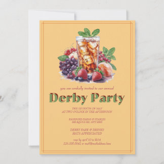 Kentucky Derby Party Invitation Mint Julep Drink H